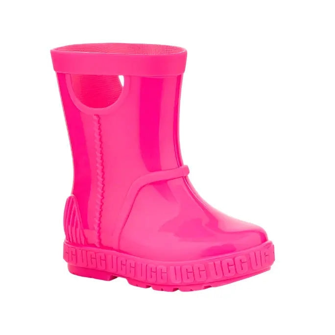 UGG Toddler Drizlita Taffy Pink rain boot, glossy pink rubber