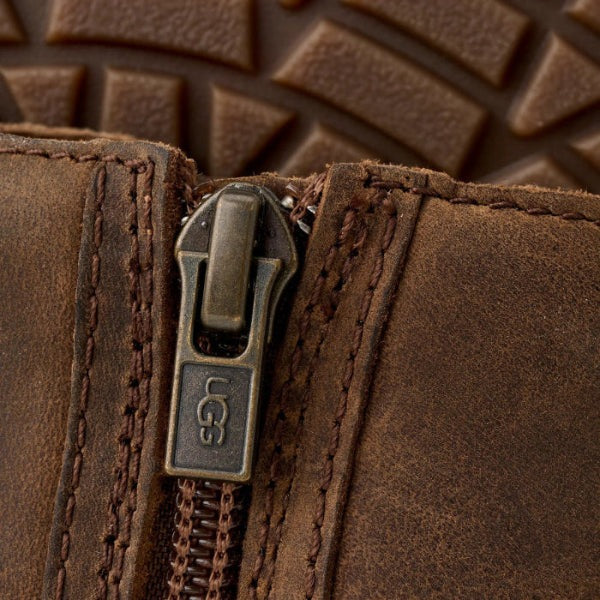 UGG Toddlers' Perry Weather Chelsea Walnut boot, brown leather with a metal zipper secured.