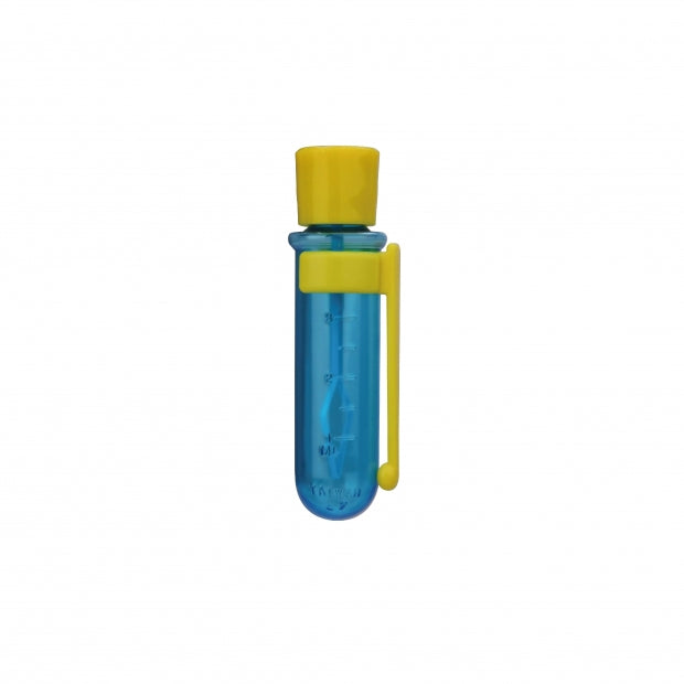 Uncle Bubble Catch & Stack Touchable Test Tube, small blue tube with yellow cap and clip