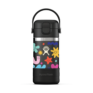 Hydro Flask Kids 12 oz Wide Mouth Bottle With Covered Straw Cap And Boot