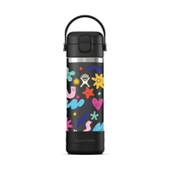 Hydro Flask Kids 18 oz Wide Mouth Bottle With Covered Straw Cap And Boot