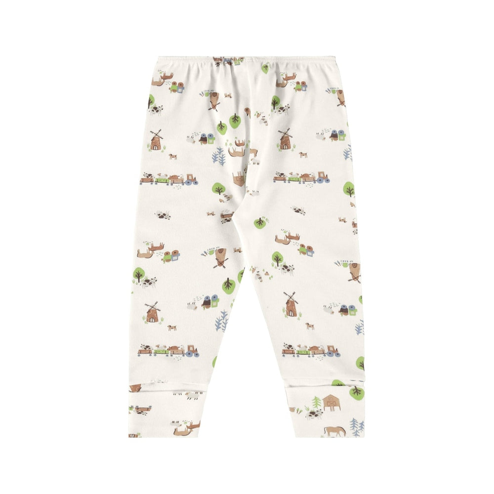 Up Baby soft jersey cotton pants in white with a tractors print for babies and toddlers.