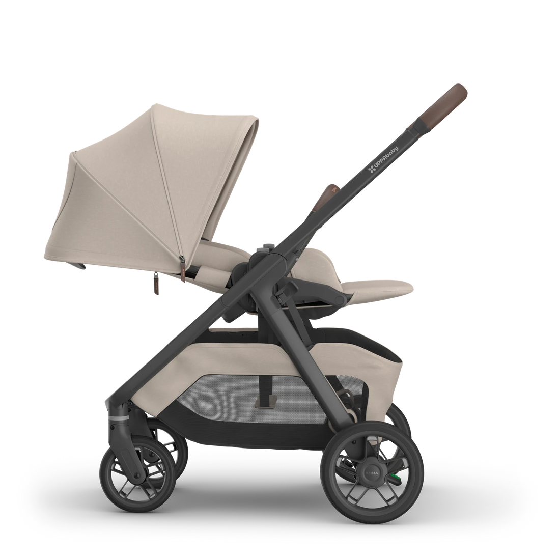 UPPAbaby Kona Ada — Side parent-facing seat reclined with canopy extended