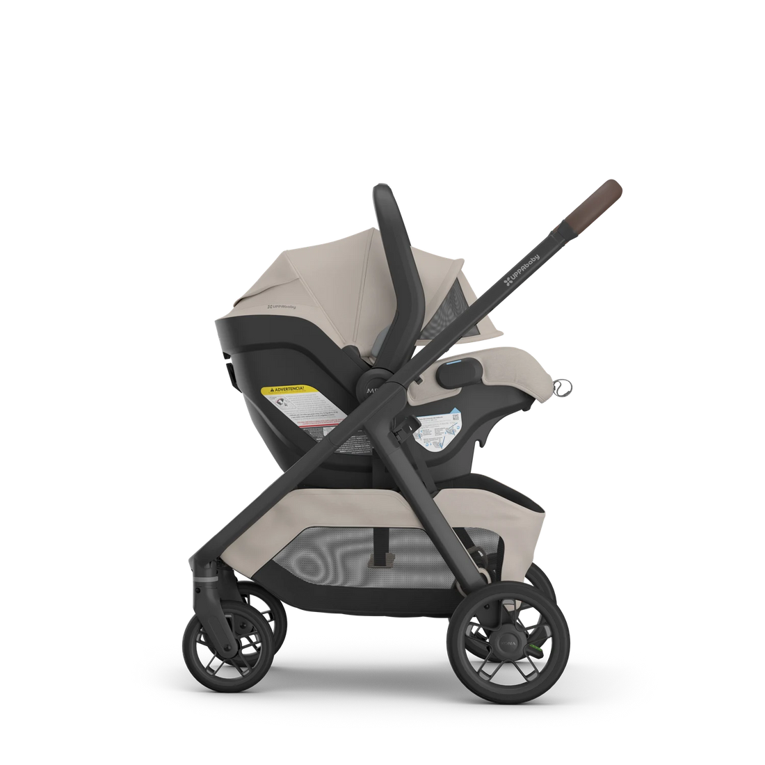 UPPAbaby Kona Ada with optional Mesa infant car seat — Side