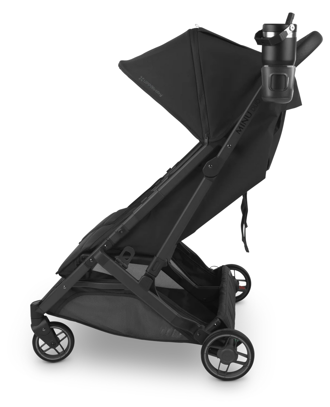 UPPAbaby Cup Holder fitted to Minu Duo; stroller and drink container sold separately
