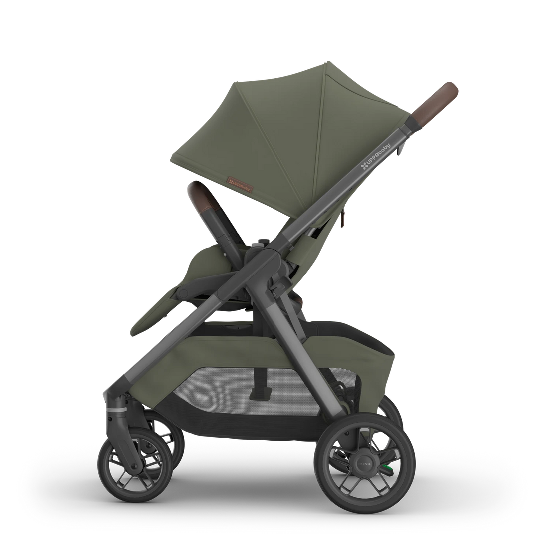UPPAbaby Kona Evelyn — left side view with canopy extended