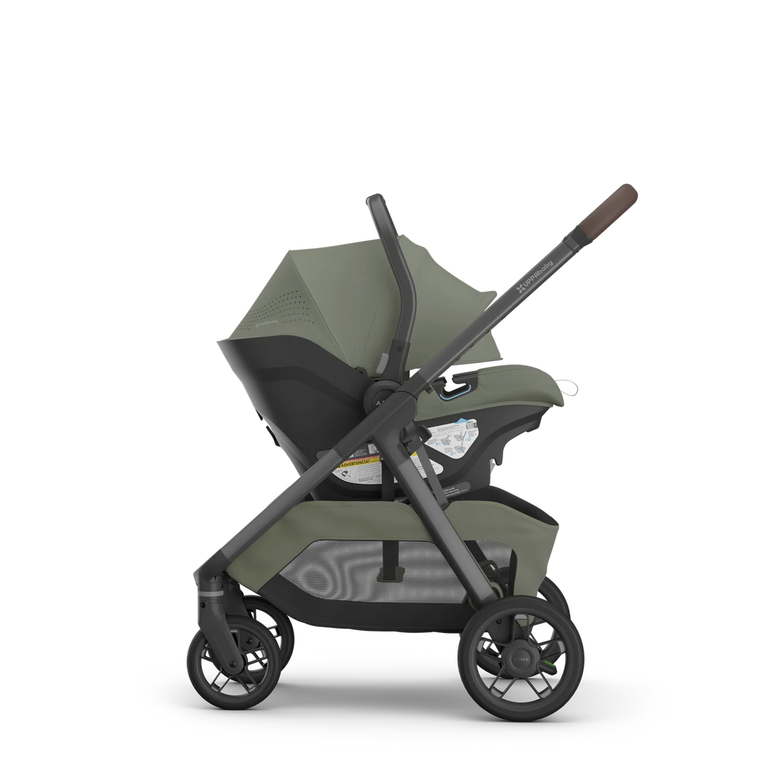 UPPAbaby Kona Evelyn with optional Aria infant car seat — Side