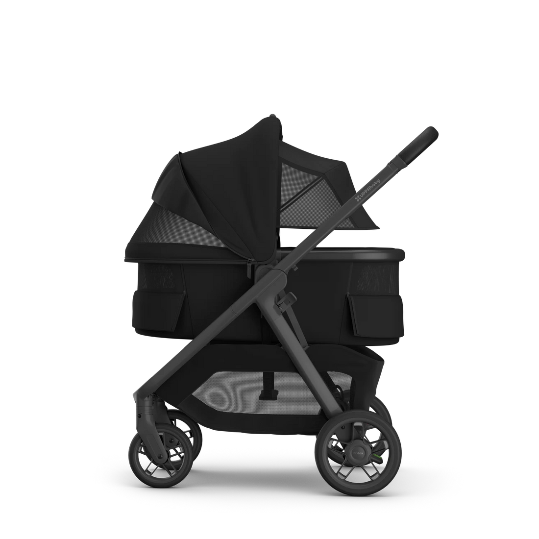 UPPAbaby Kona James with optional bassinet — Side with bassinet ventilation open