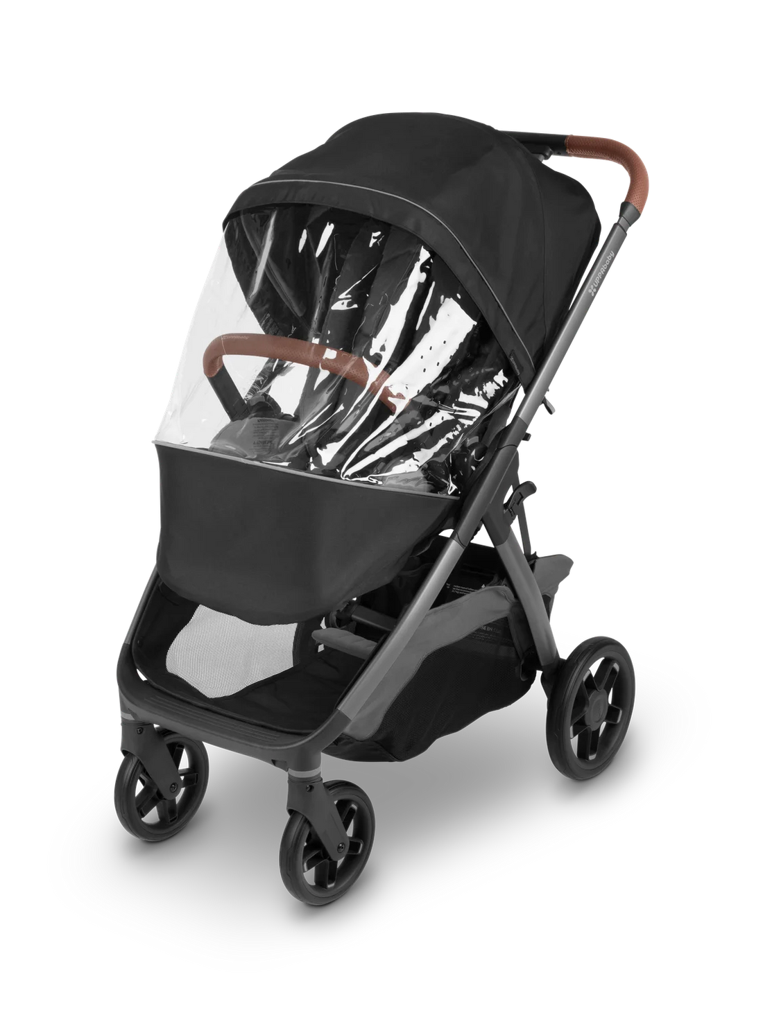 UPPAbaby Kona rain shield installed; stroller sold separately
