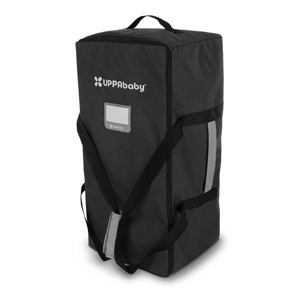 Uppababy Remi Travel Bag, black fabric with gray shoulder straps and carry handles