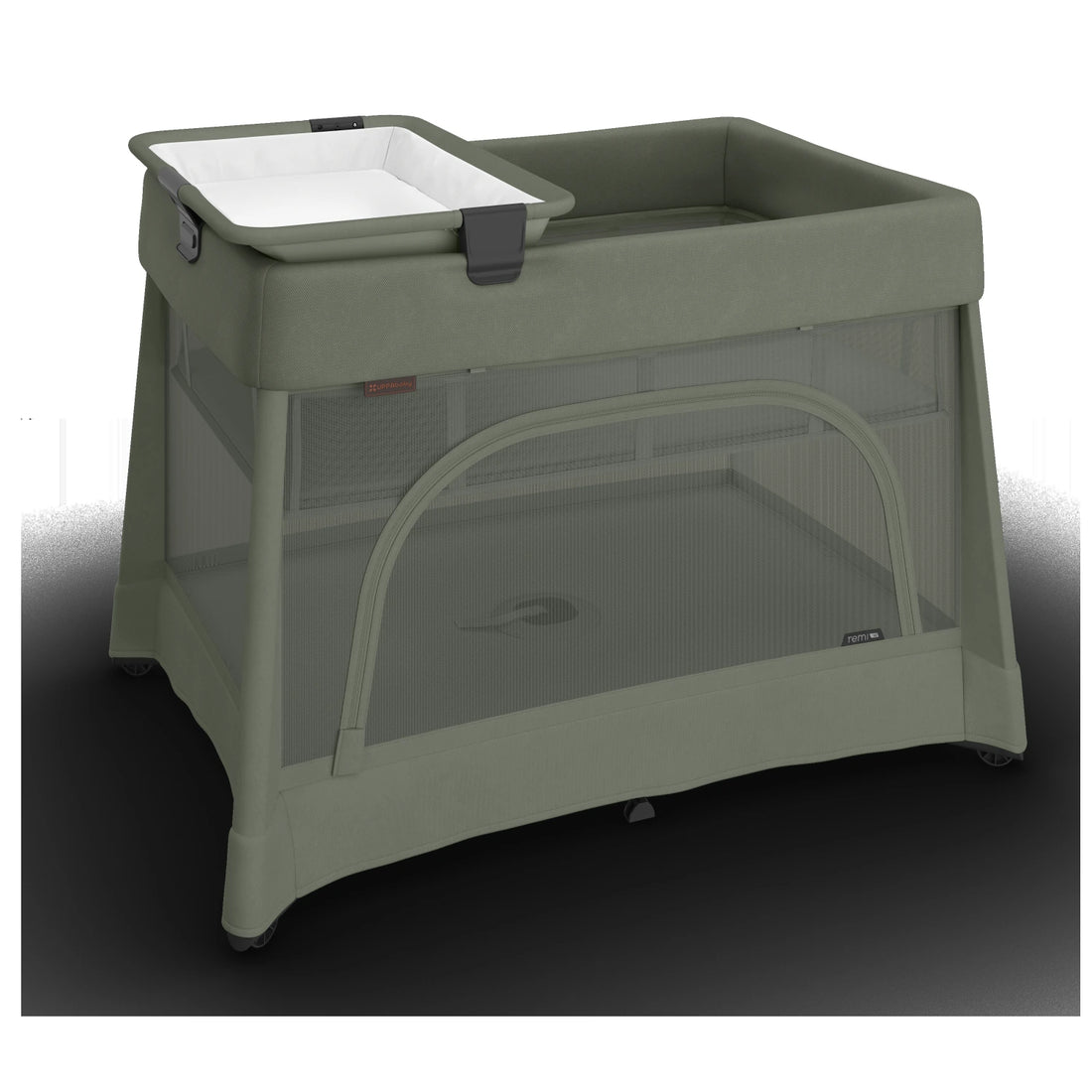 UPPAbaby Remi V2 Playard in Maddie Green Soft Knit - all-in-one nursery configuration