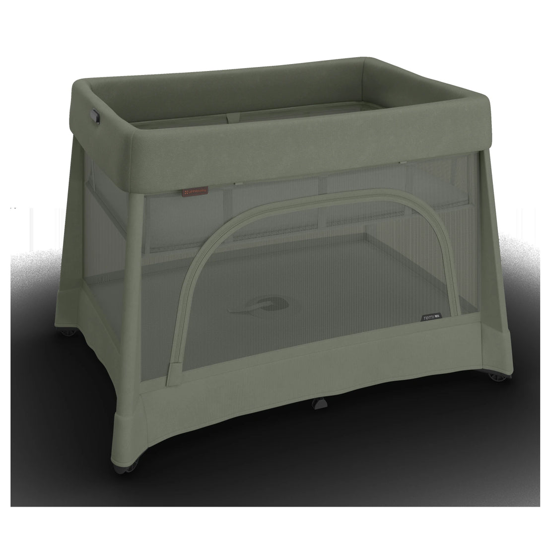 UPPAbaby Remi V2 Playard in Maddie Green Soft Knit - bassinet configuration from above