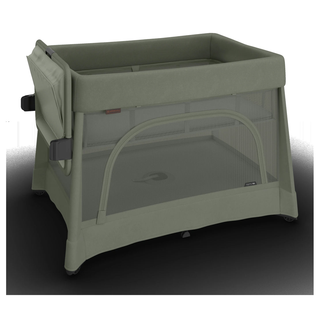UPPAbaby Remi V2 Playard in Maddie Green Soft Knit - fold-away changing station stored