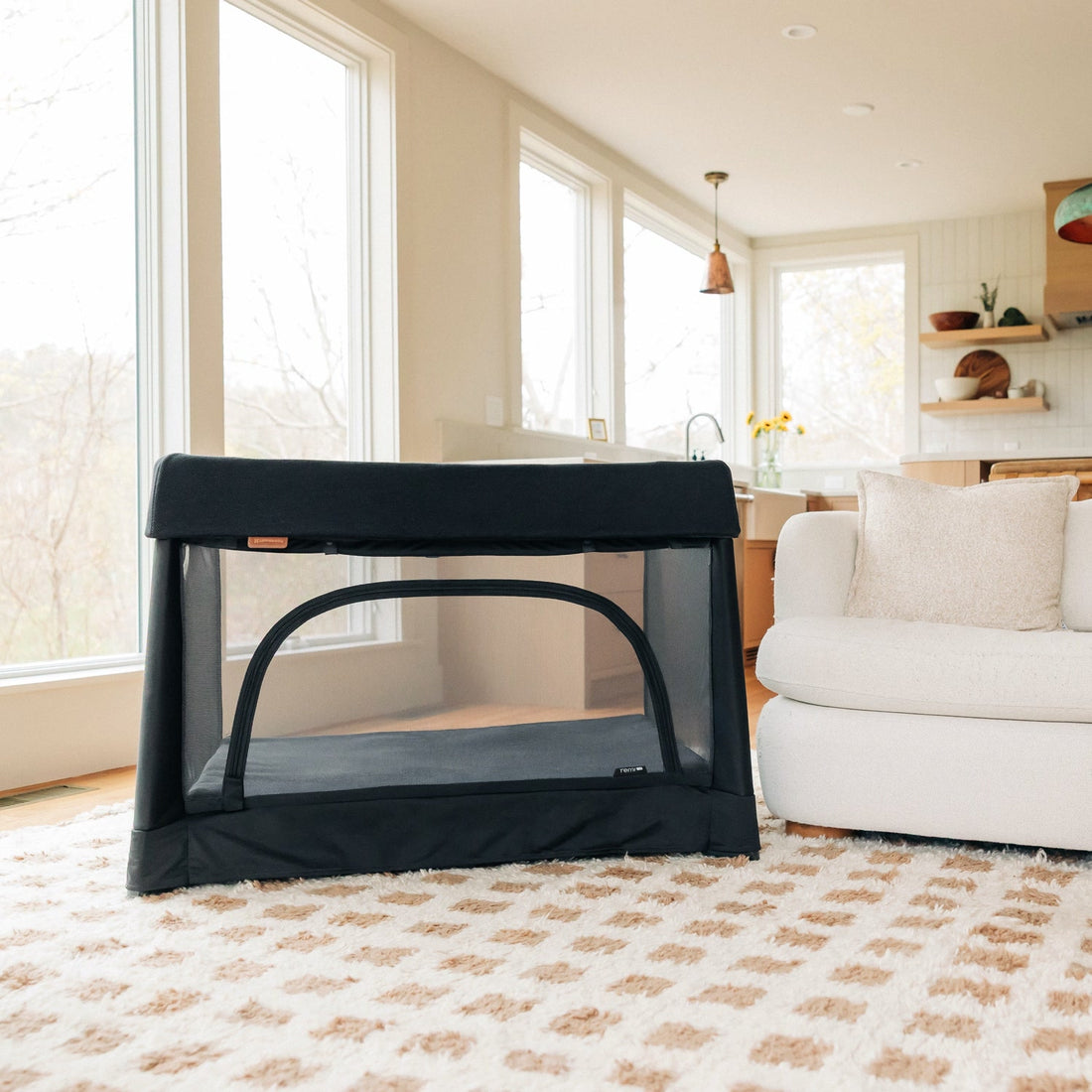 UPPAbaby Remi V2 Playard in Mason Black Soft Knit - in-home lifestyle view