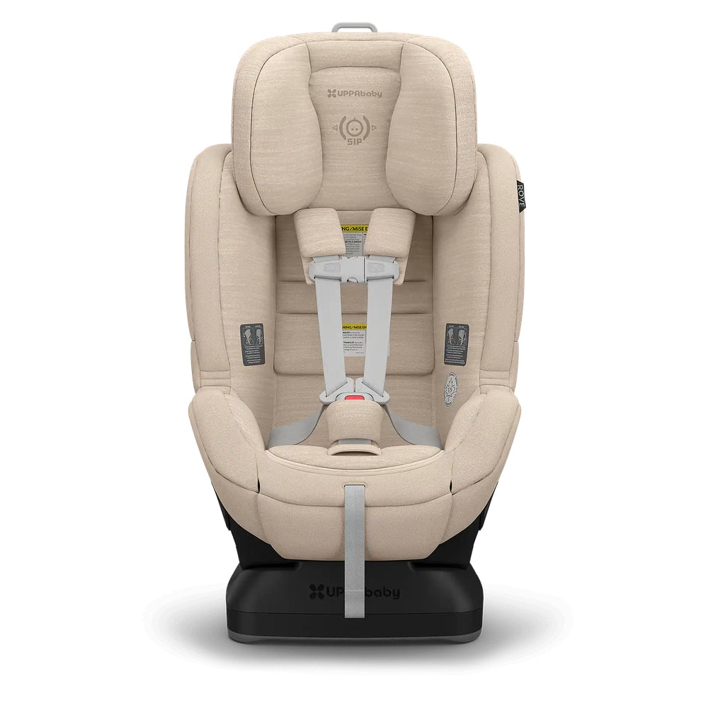 Uppababy Rove convertible car seat in beige fabric with 5-point harness and gray straps