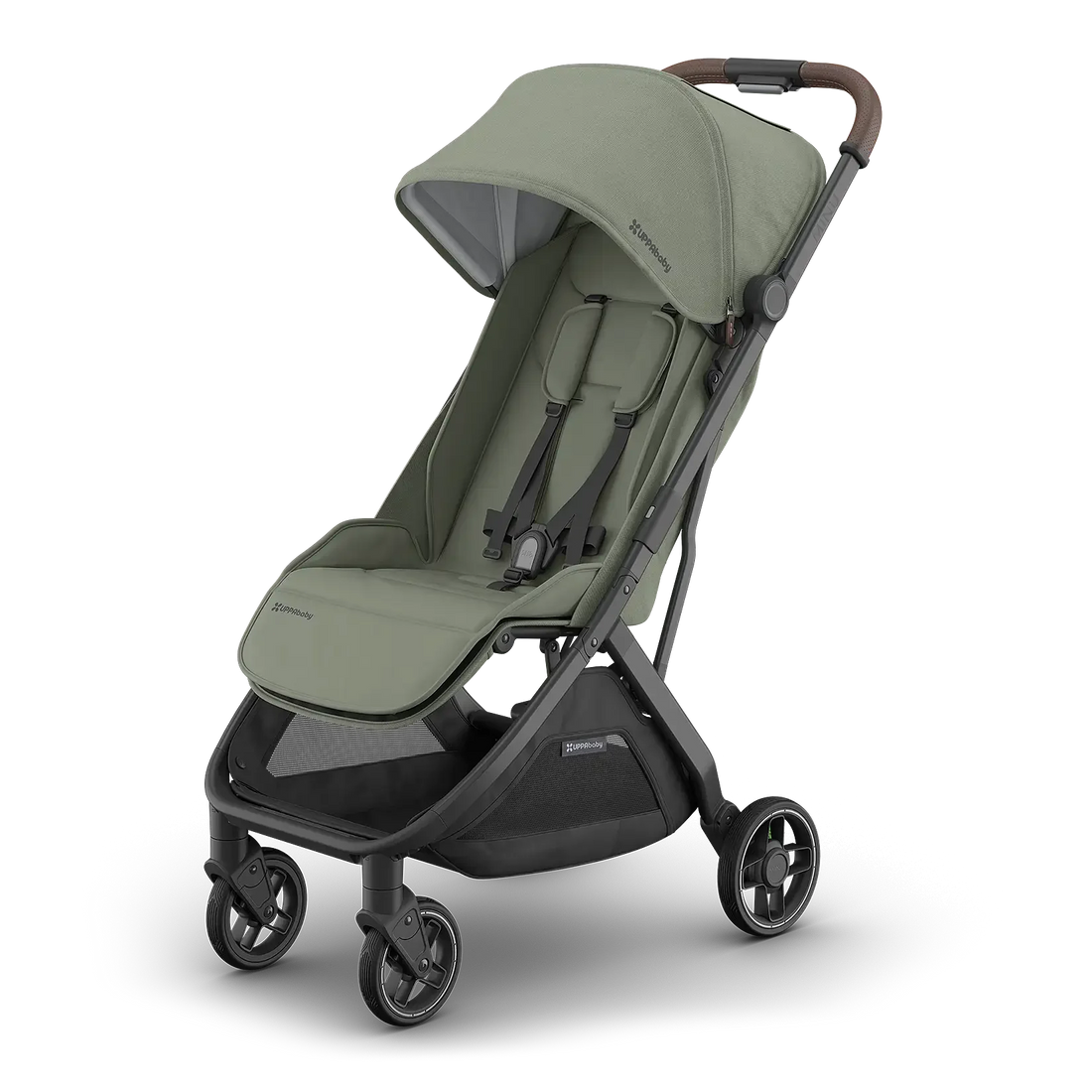 UPPAbaby Minu V3 — Evelyn - Meadow Green | Carbon Frame | Chestnut Leather — product view