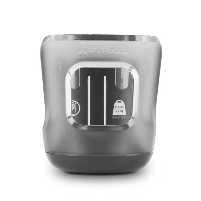 Uppababy cup holder for Vista/Cruz/Minu strollers, gray plastic with chrome insert, new