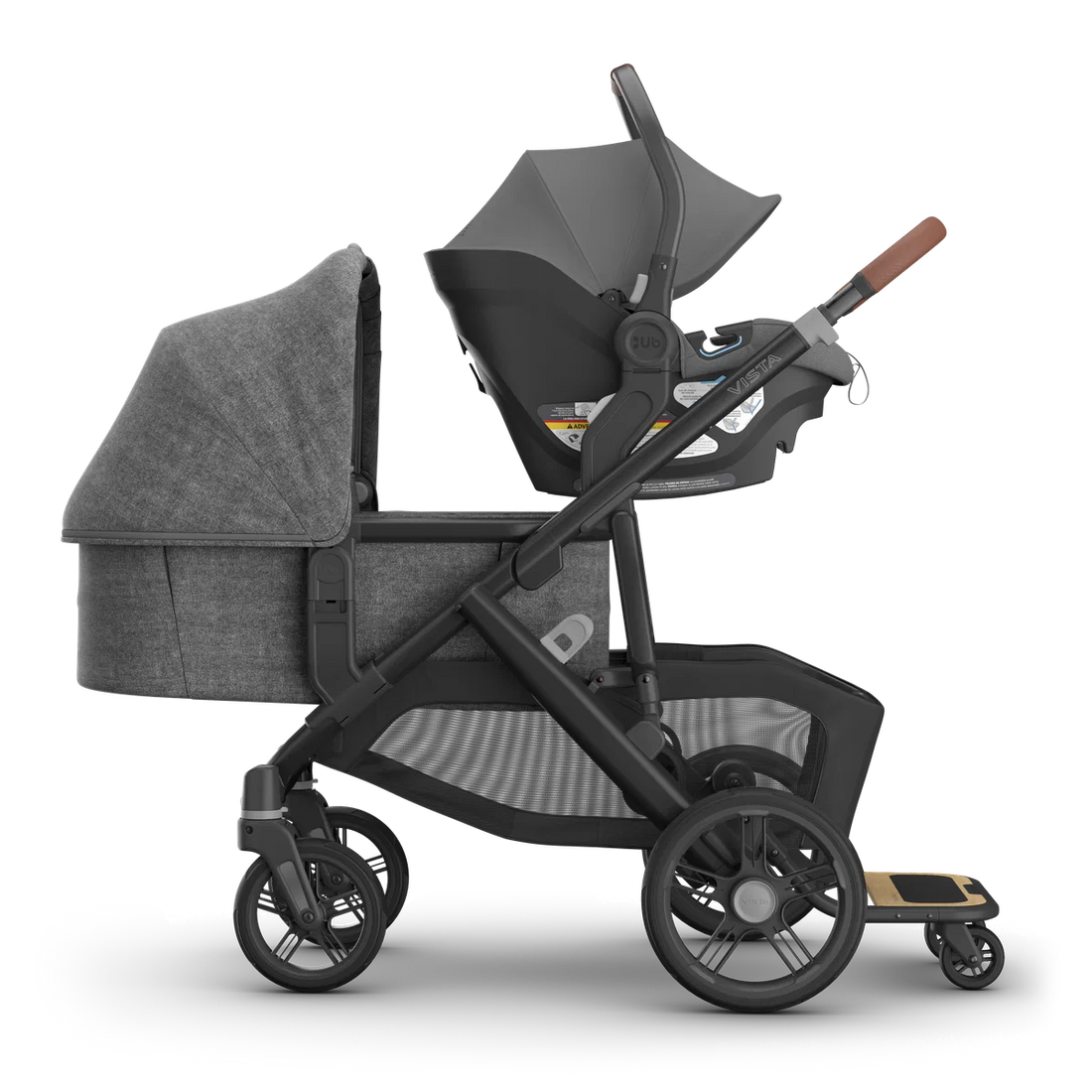 UPPAbaby Vista V3 in Greyson — Aria + bassinet + PiggyBack; additional components sold separately