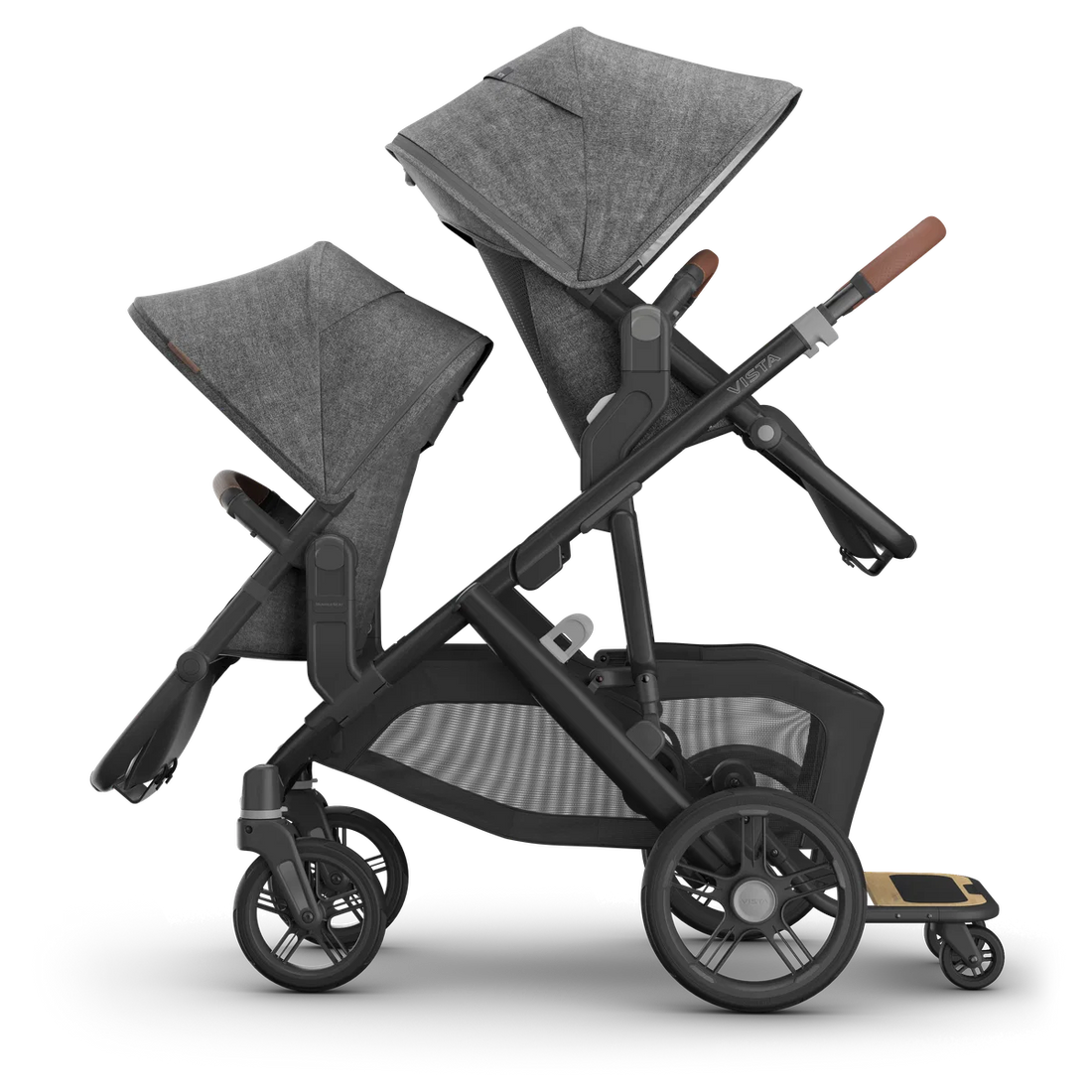 UPPAbaby Vista V3 in Greyson — Opposite seat directions + PiggyBack · V2+; additional components sold separately