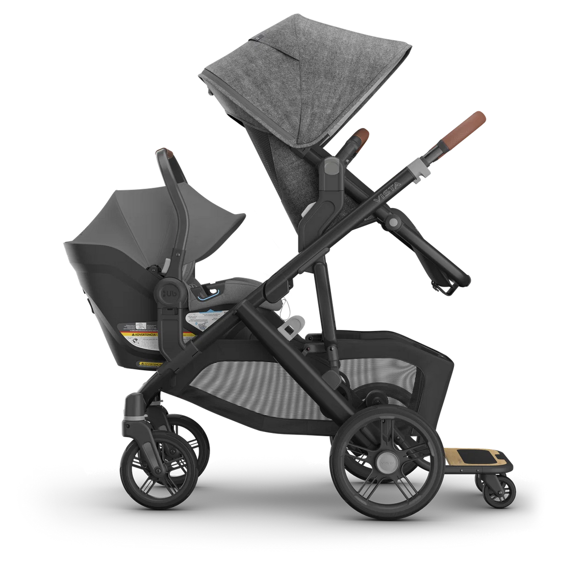 UPPAbaby Vista V3 in Greyson — Toddler seat + Aria + PiggyBack; additional components sold separately