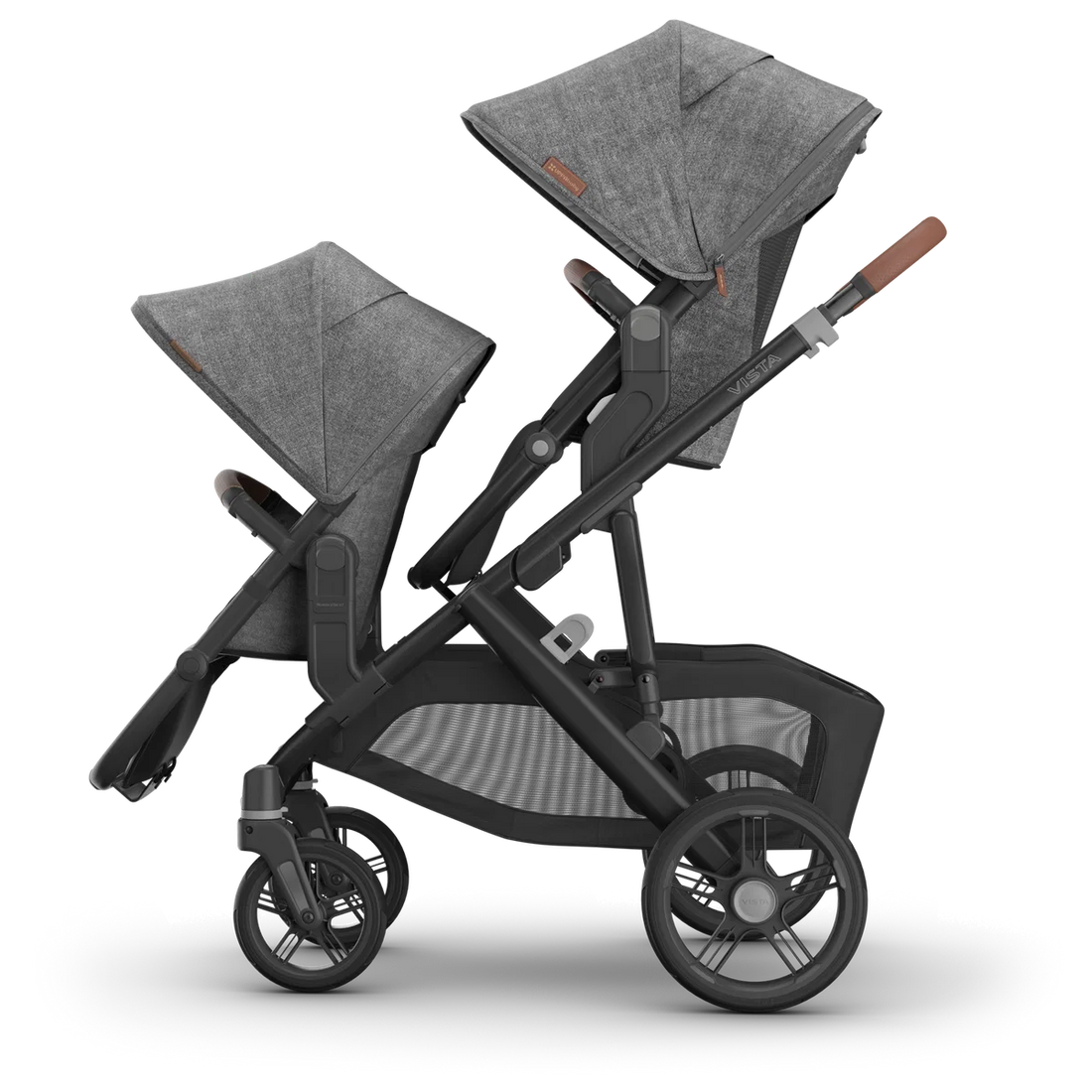 UPPAbaby Vista V3 in Greyson — Toddler seat + RumbleSeat V2+ · both forward; additional components sold separately