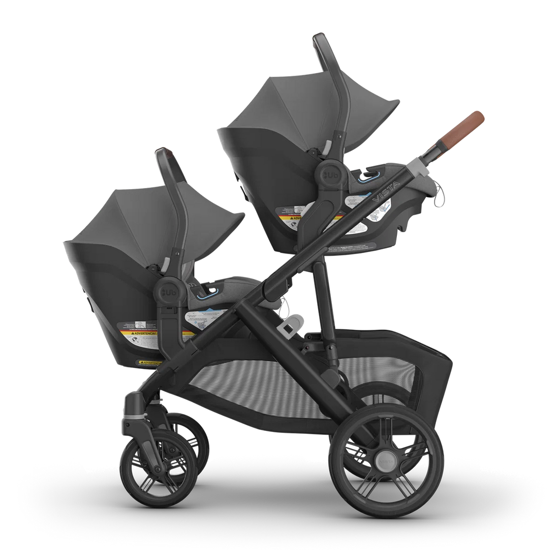UPPAbaby Vista V3 in Greyson — Two Aria infant car seats; additional components sold separately