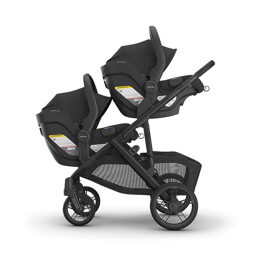 Vista V3 + two Mesa V3 car seats configuration in Jake; accessories sold separately