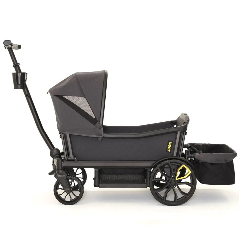 VEER Veer Comfort Seat for Toddler XL on four-wheeled wagon with push handle and mesh canopy panel img 7/8