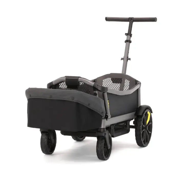 Veer Cruiser City Basket for strollers in gray with tall adjustable handle and four wheels