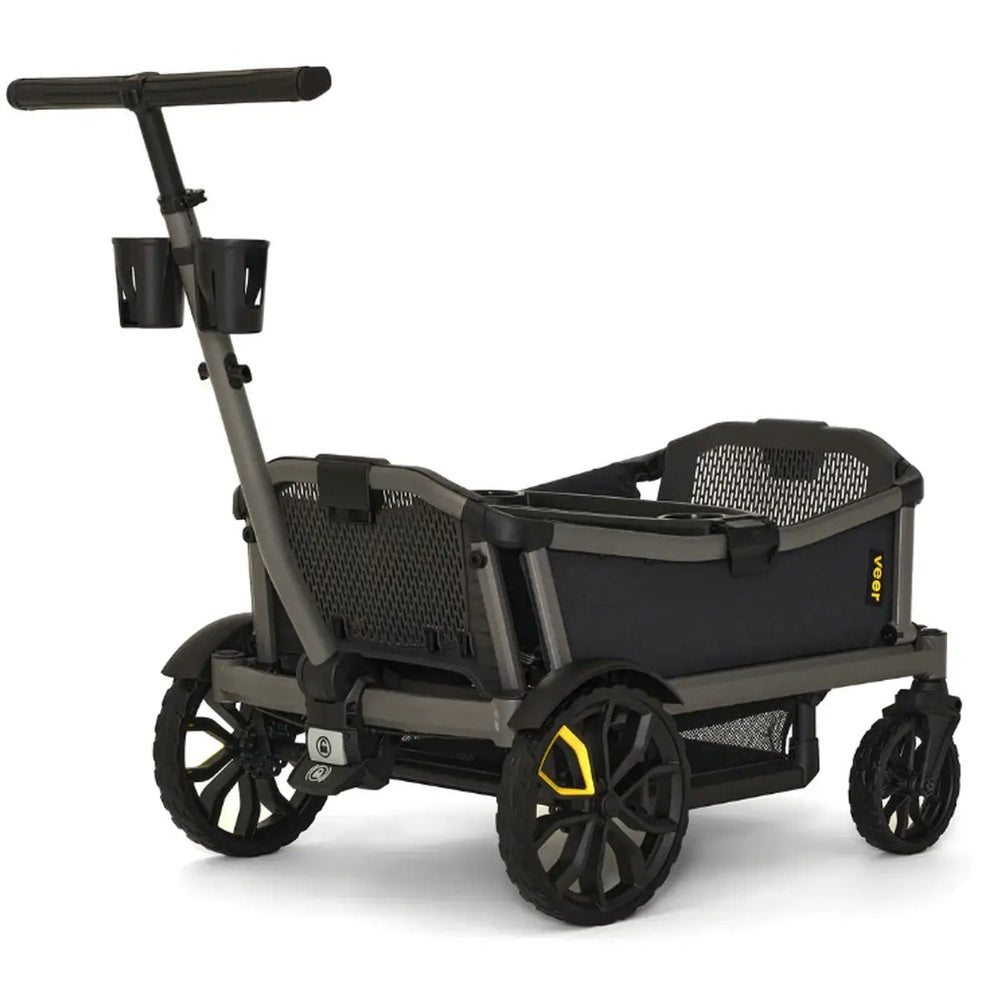 Black and gray stroller wagon on a white background