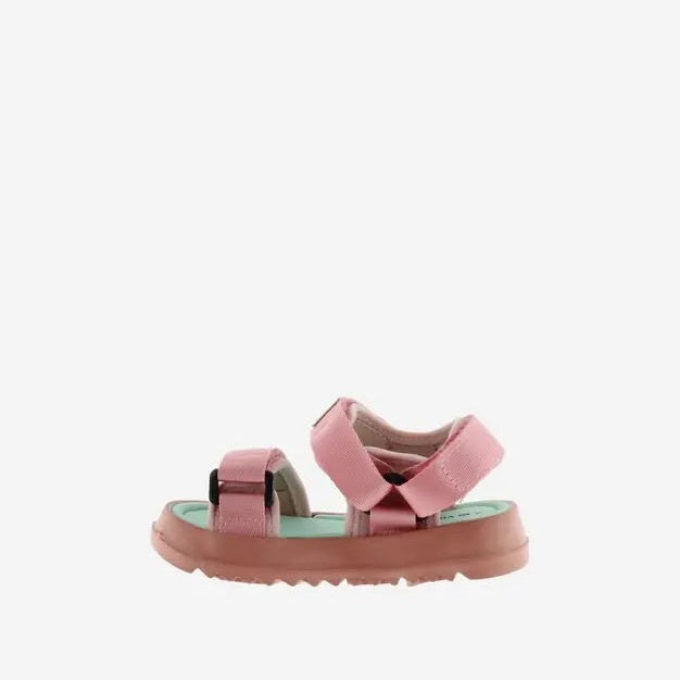 Victoria Agosto Sandalia Tiras Nylon Rosa para bebe con dos correas de velcro rosa y suela rosada.