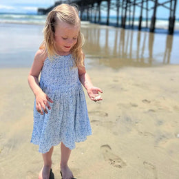 Vignette Stella Dress In Blue Ditsy Floral
