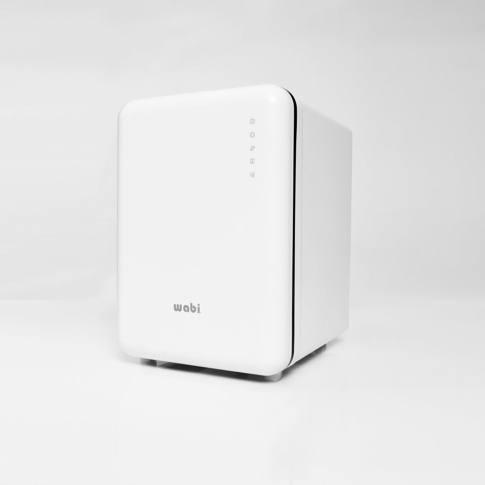 Wabi Baby UV Sterilizer & Dryer 360, white compact countertop unit with control icons