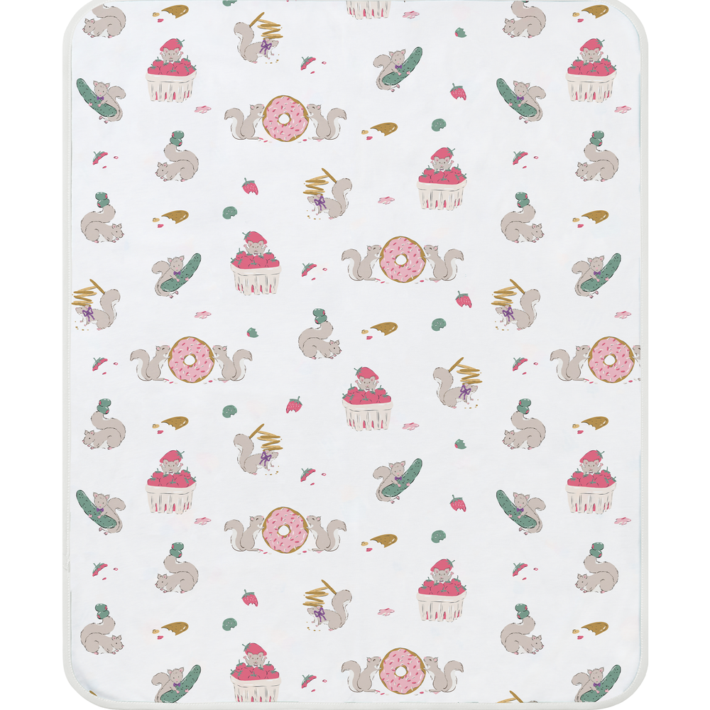NEST DESIGNS Nest Designs Waterproof Change Pad Small Cheeky Capers repeating squirrel and dessert print with rounded corners img 4/8