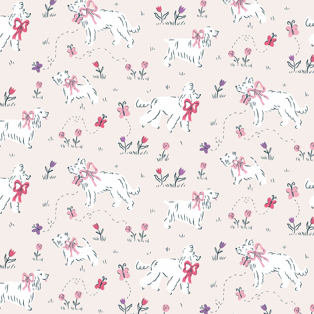 NEST DESIGNS Nest Designs Waterproof Change Pad Small Cheeky Capers Illustrated fluffy dogs with bows, butterflies and florals img 7/8