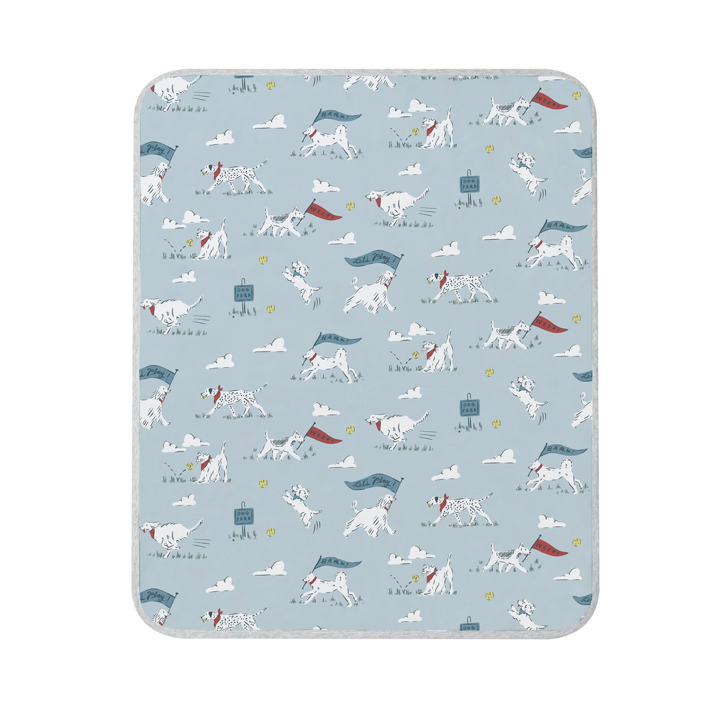 NEST DESIGNS Nest Designs Waterproof Change Pad Small Summer Days illustrated dog print with flags and bones pattern img 5/9