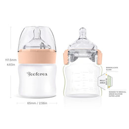 Yooforea Silicone Coated Glass Baby Bottle 3Oz/90Ml