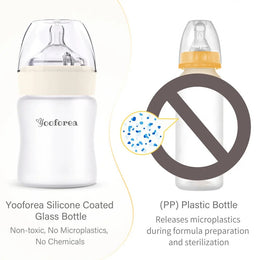 Yooforea Silicone Coated Glass Baby Bottle 5Oz/150Ml