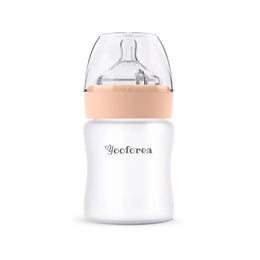 Yooforea Silicone Coated Glass Baby Bottle 5Oz/150Ml