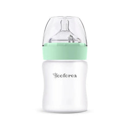 Yooforea Silicone Coated Glass Baby Bottle 5Oz/150Ml